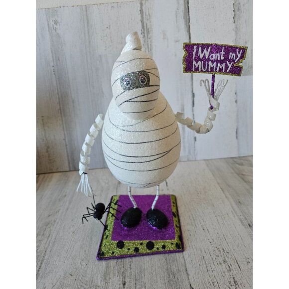 Pier 1 mummy spider glitter large Halloween decor rare vintage - Picture 1 of 9